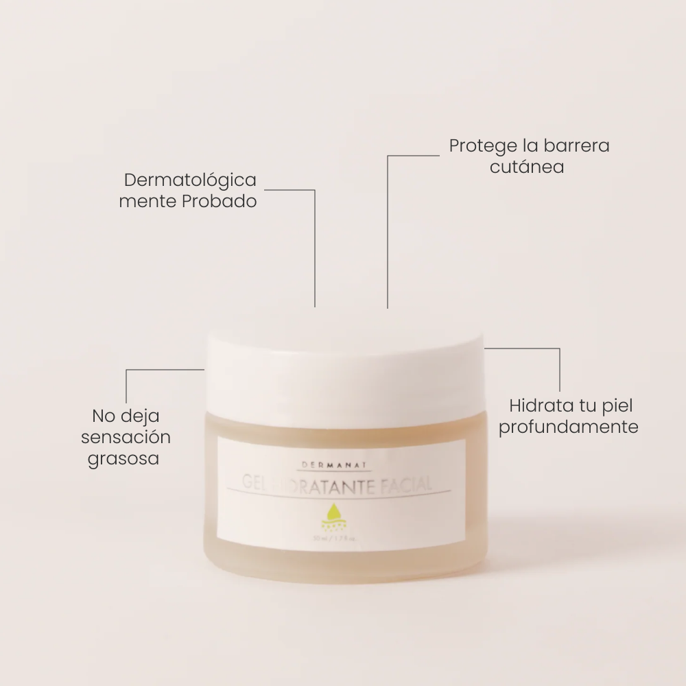 Beneficios del Gel hidratante facial con ácido hialurónico y ceramidas Dermanat
