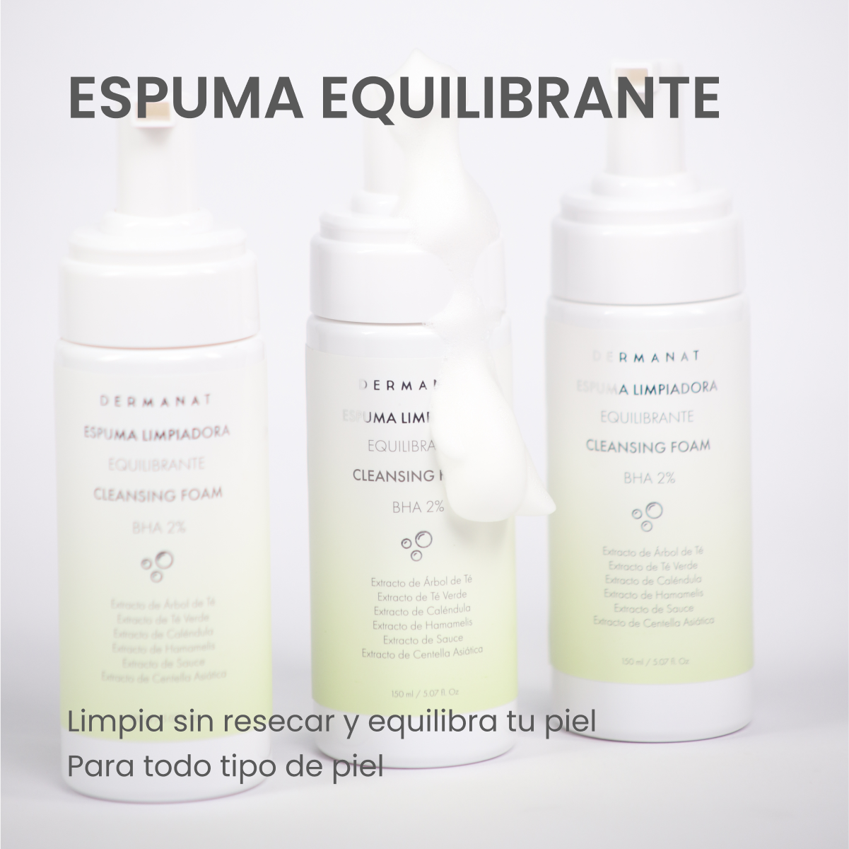 Descripción Espuma limpiadora equilibrante para piel mixta a grasa Dermanat