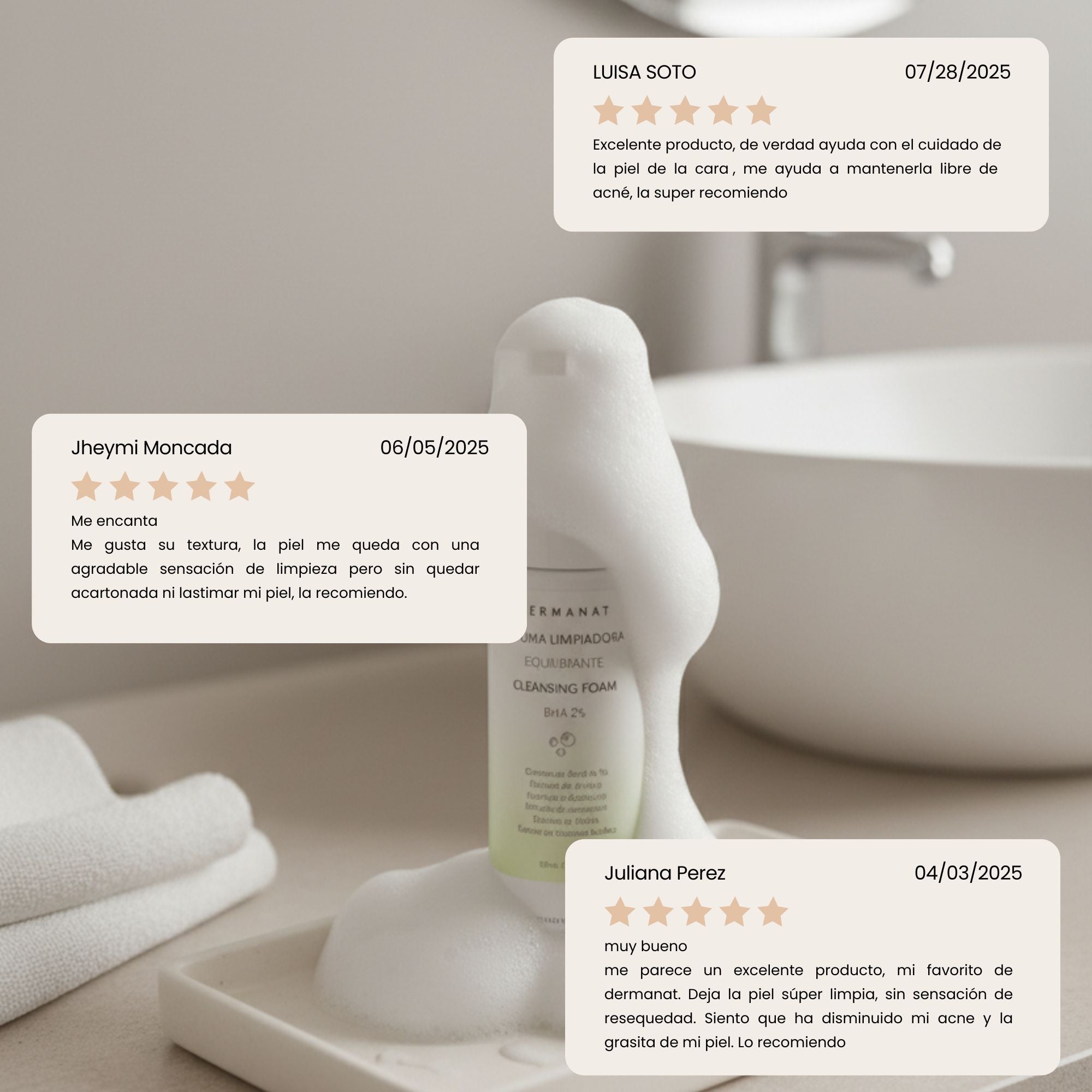 Testimonios de la Espuma limpiadora equilibrante Dermanat