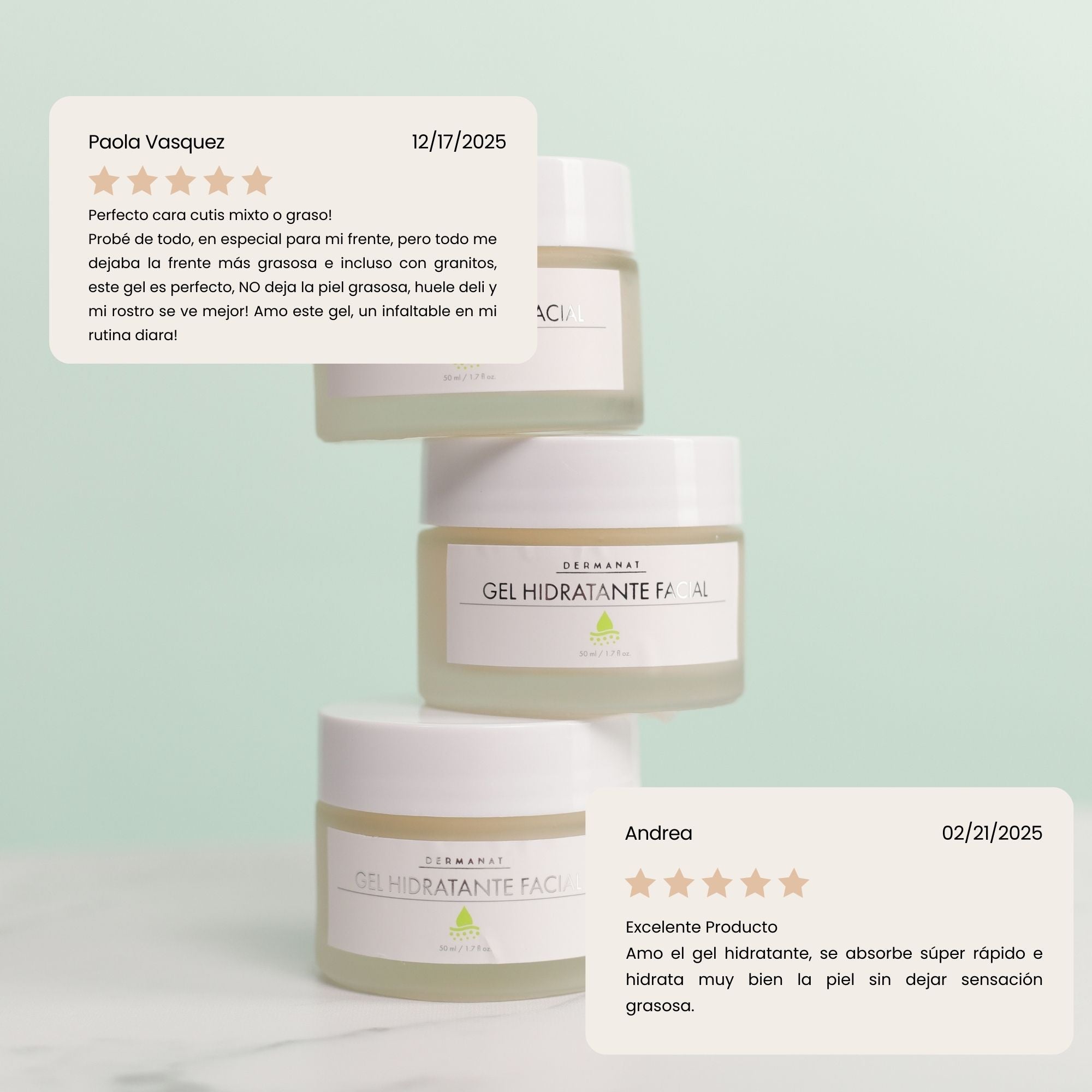 Testimonios del Gel hidratante facial Dermanat