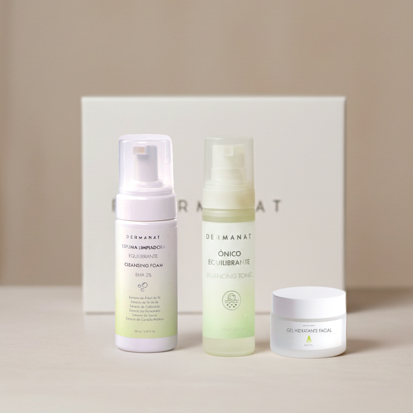 Kit equilibrante de skincare para piel mixta a grasa Dermanat