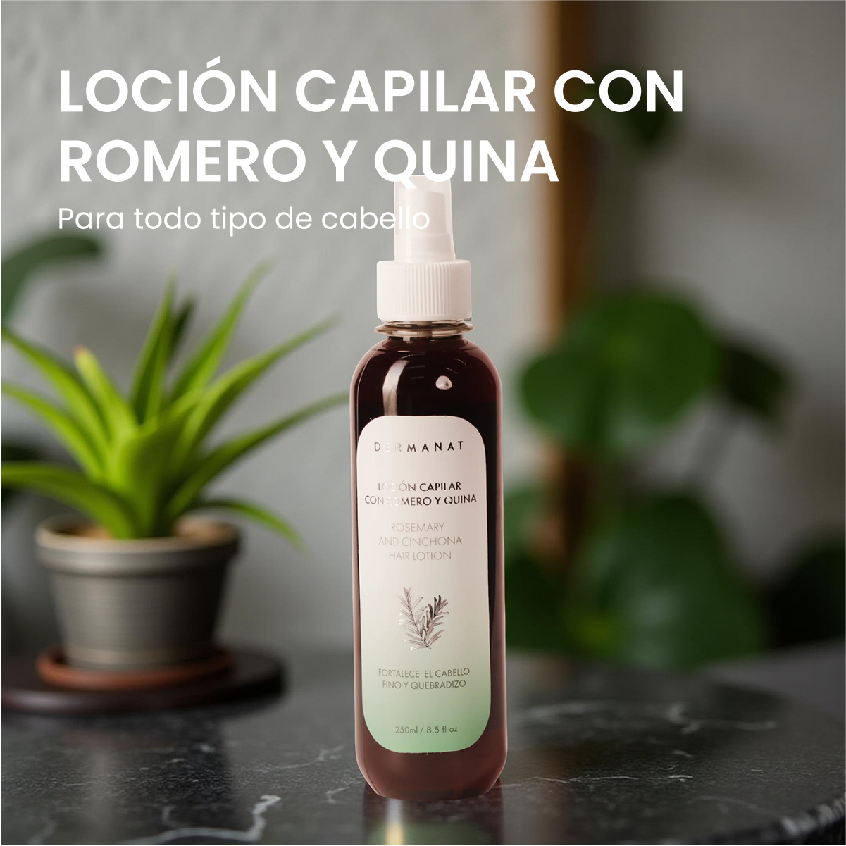 Descripción de la Loción capilar con romero y quina Dermanat